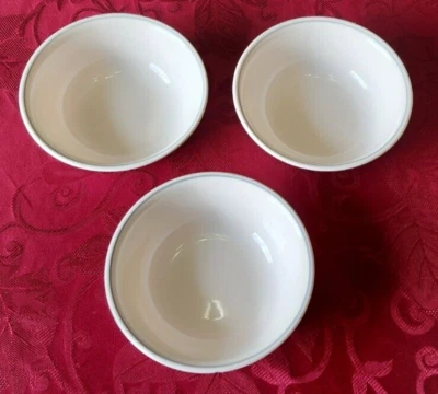 Corelle Cream / Beige Corelle 6" Bowls with Gray Trim on Rim 3pc - Image 1 of 4