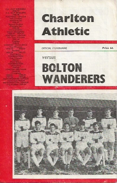 Charlton Athletic v Bolton Wanderers Division Two 29th January 1966 - Image 1 of 4