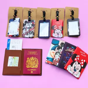 1 Set Disney Mickey & Minnie Mouse Reisepasshülle und Kofferanhänger Ausweisetui - Bild 1 von 24