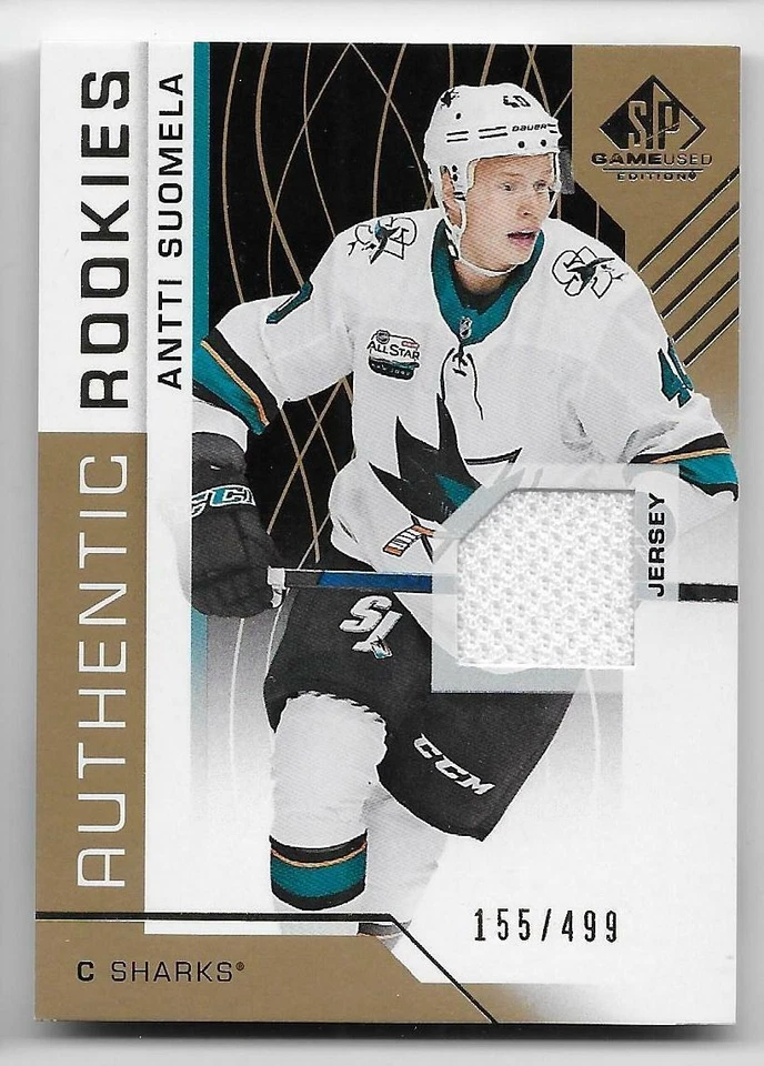18/19 SP GAME USED AUTHENTIC ROOKIES GOLD JERSEY #192 Antti Suomela #155/499 - Image 1 of 1