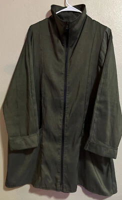 MARALYCE FERREE Women’s Sz M LONG RAIN COAT USA MADE YKK Zipper  J-759 - Image 1 of 4