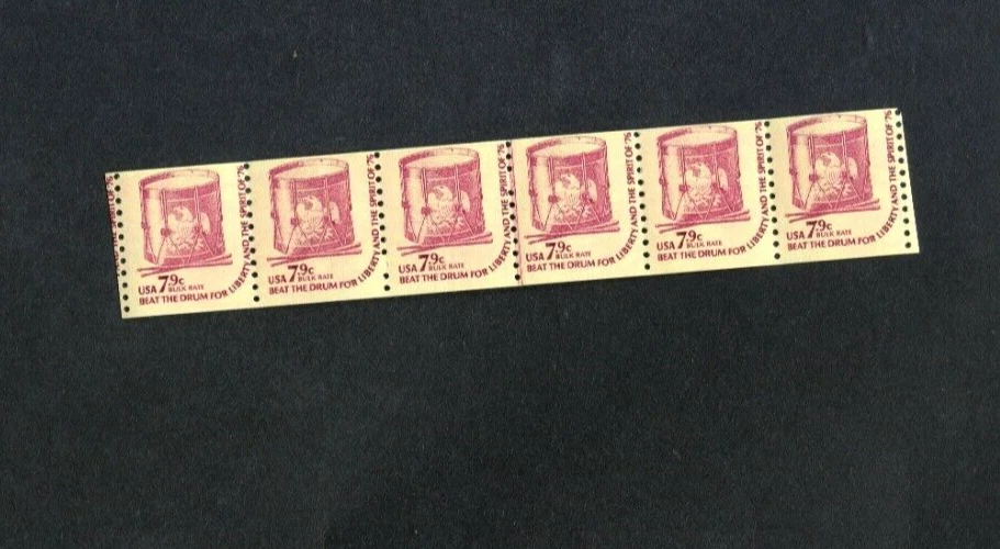 Scott 1615 Beat The Drum - Line Strip of 6 - F/VF high & R, line F/VF - Image 1 of 1
