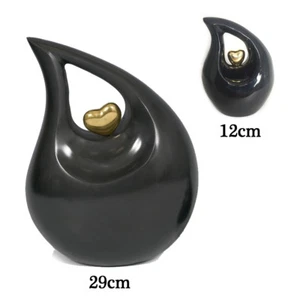 Black & Gold Tear Droplet Miniature Urn for Human/Pet Ashes, Cremation Keepsake - Picture 1 of 4