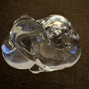 Vintage 1986 Steuben Puppy Love Hand Cooler Paperweight Crystal  Signed Comfort  - Picture 1 of 14
