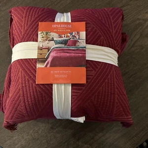 Opalhouse Jungalow Decorative Bed Throw & Pillow Set Berry Red 60”x80” NEW - Picture 1 of 6