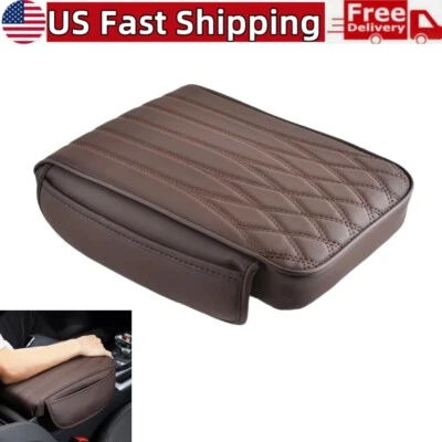 Universal Car Truck Center Console Cover PU Leather Armrest Pad with Storage Bag - Image 1 of 4