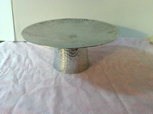 Galvanized Hammered Silver Cake Stand - Picture 1 of 3