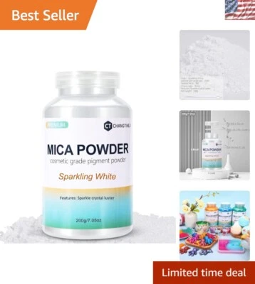 200g Sparkling White Mica Powder for Epoxy, Candle, Nail Polish - Easy Mix - Image 1 of 4