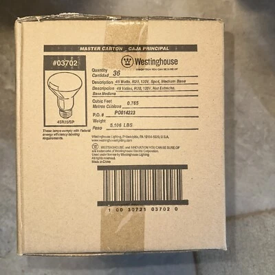 36 Pack Westinghouse 45W R20 Indoor Flood Medium Base Bulbs - Image 1 of 2