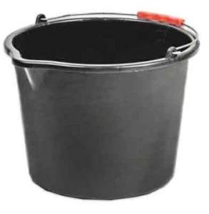 12-20L Black Plastic Builders Bucket Heavy Duty with Handle Pouring Lip for DIY - Picture 1 of 3