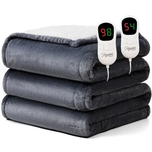 Coperta Elettrica Queen Size Flanella Riscaldata Auto-Off Biancheria da Letto Morbida - Foto 1 di 8