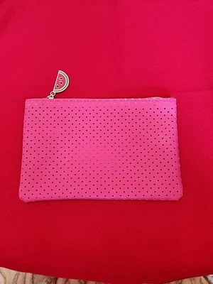 Ipsy watermelon pink perforated Glam Bag w/watermelon zipper pull - Image 1 of 4
