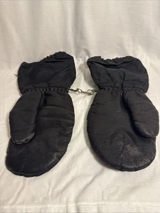 Vintage Wells Lamont Gr. M geschmeidige schwarze Leder Fäustlinge/Handschuhe Schneemark - Bild 1 von 7
