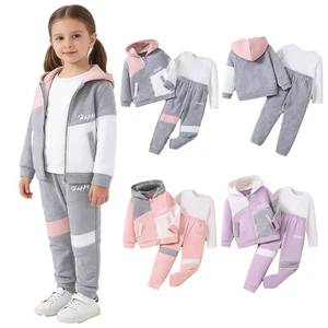 Baby Mädchen 3-teiliges Taschen T-Shirt Langarm Jogginghose Gummibund Set - Bild 1 von 8