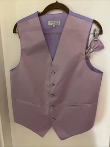 NEW Men’s Vesuvio Napoli Lavender Tuxedo Vest & Bow Tie Size XS Satin - Picture 1 of 5