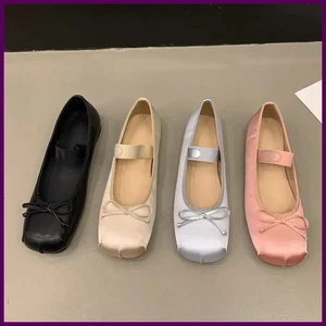 Scarpe da ballo 2025 lusso raso seta donna classiche punta quadrata fiocco fascia elastica - Foto 1 di 28
