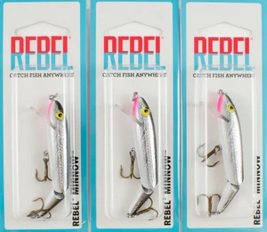 (LOT OF 3) REBEL JOINTED MINNOW 1/8OZ J5001 SILVER BLACK D9208 - Picture 1 of 2