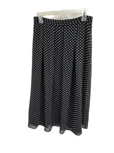 Anne Klein Womens Size 8 Midi Skirt Black White Polka Dot A Line Flowy Career - Picture 1 of 6