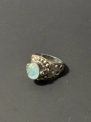 Винтажное кольцо из стерлингового серебра 925 пробы с лунным камнем и ядом размер 8,75 - Изображение 1 из 4