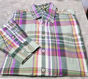 ALAN FLUSSER-Multi Plaid Woven Cttn, Mens LS/BD, Casual Sport Shirt-(L) - Picture 1 of 4