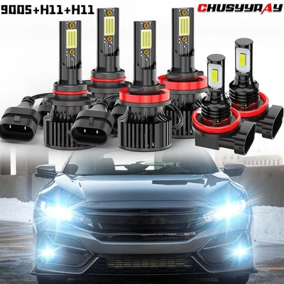 for 2016-2020 Honda Civic 6000K LED Headlight High&Low Beam Fog Light Bulbs Kit - Image 1 of 4