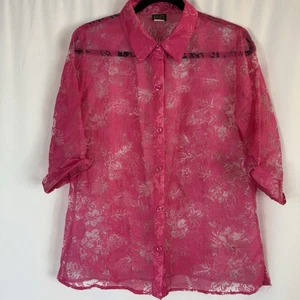 Camisa vintage Salon Studio Barbie rosa floral con botones talla: S - Imagen 1 de 12