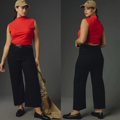 Pantalones cortos de pierna ancha Anthropologie Maeve The Colette Magic de tela negros talla 31 Foto 1 de 4