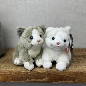Living Nature Soft Toy Kitten Pair - Mini Grey Kitten & White Kitten 5" - Picture 1 of 8