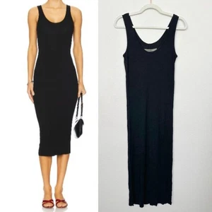 Enza Costa Seide Strick Tank Midikleid gerippt schwarz minimalistisch Damen Large NEU - Bild 1 von 10