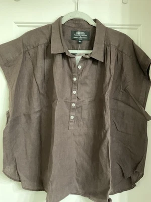 Camisa J Crew Capitain nueva con etiquetas en lino irlandés Baird McNutt marrón talla XXL venta al por menor 124. Foto 1 de 4