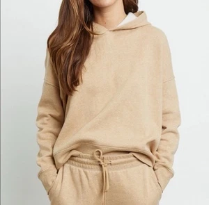 Rails Nico Heathered Camel Cropped Lined Hoodie Pullover Sweatshirt Women Large - Picture 1 of 9