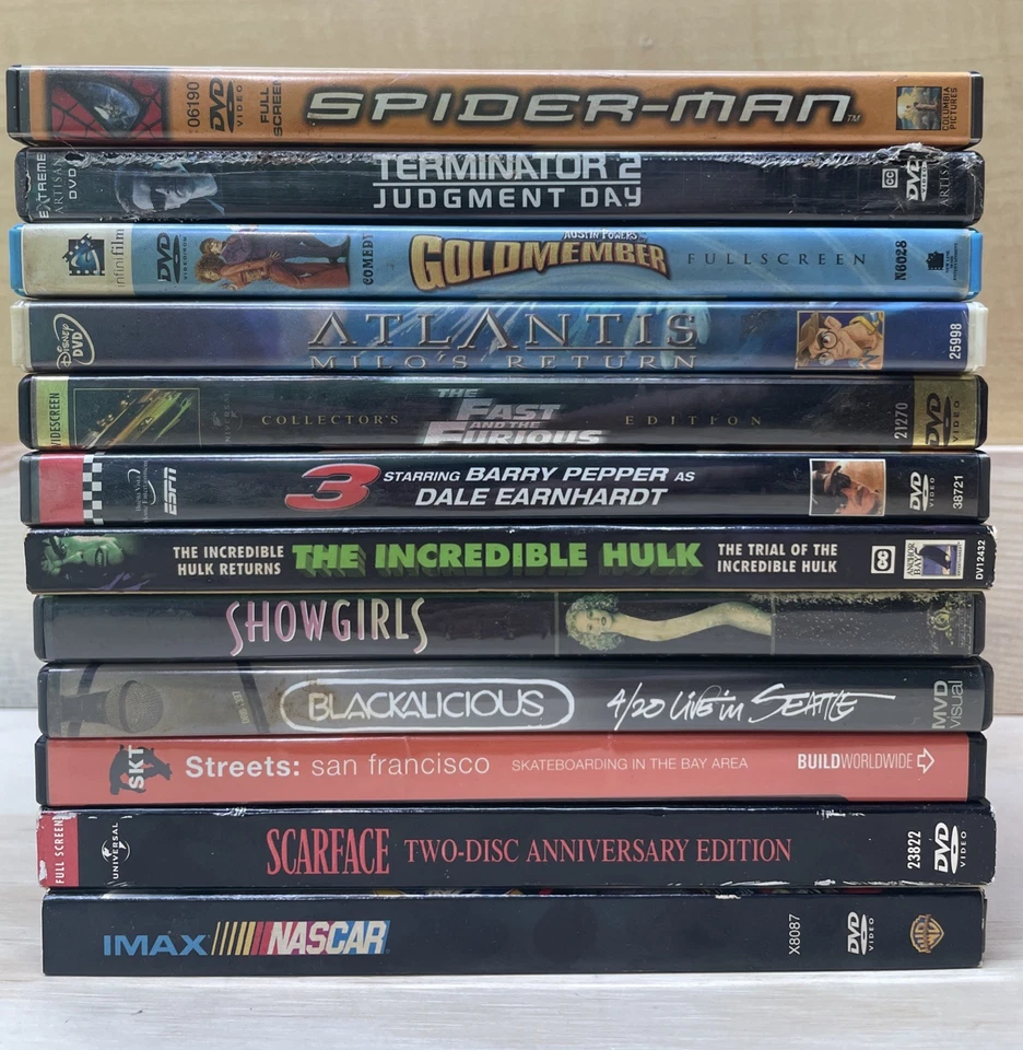 MIX 10 DVD LOT Disney T2 Austin Powers Skate Nascar Music Comedy Superhero  - Image 1 of 1