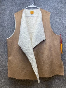 Womens Faux Suede Sherpa Vest Size 2X Western Cowgirl Cozy Layer Ranch Rodeo - Picture 1 of 12