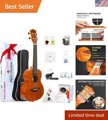 Концертная укулеле 23 дюйма - сплошное красное дерево со струнами Aquila и аксессуарами - Изображение 1 из 4