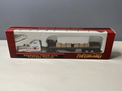 NEW Vtg Ertl Kenworth T600B w/Flatbed Trailer & Load 1/87 HO Scale Die-cast 4265 - Image 1 of 4