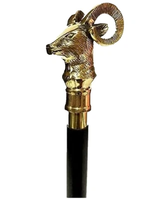 Bastón de madera vintage con mango victoriano de diseño de latón estilo antiguo Foto 1 de 4