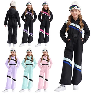 Kinder Jungen Mädchen Schneeanzüge Ski Kapuzen Overall Reißverschluss Skifahren Kapuze Snowboarden - Bild 1 von 87