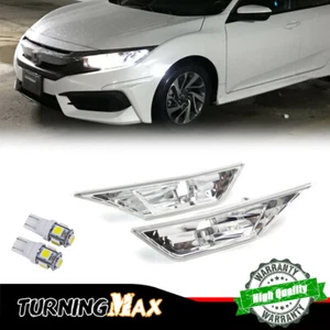 JDM Version Chrome Lens White LED Side Marker Lights For 2016-2021 Honda Civic - Bild 1 von 11