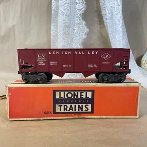 Vintage Postwar Lionel #6456 Maroon Lehigh Valley 2 Bay Hopper Car w/ box - Picture 1 of 16