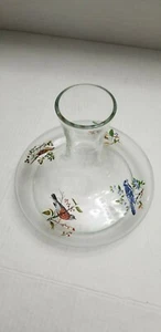 Clear Glass Round Bottom Vase Tapered Top with painted birds robin, bluejay, etc - Picture 1 of 11