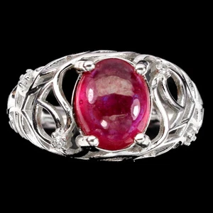 925 Anillo Plata de Ley Ovalado Rubí 10x8mm Gema Natural Joyería - Imagen 1 de 10