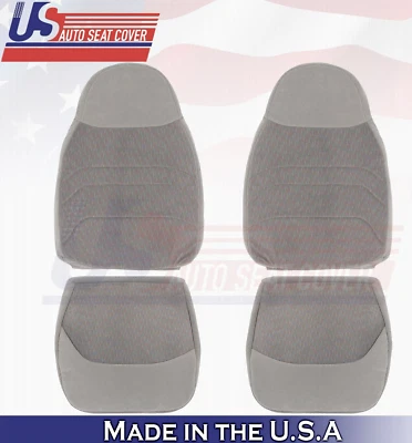 1996 For Ford F150 F250 F350 XLT Front 2 Top & 2 Bottom Cloth Seat Covers Gray - Image 1 of 4