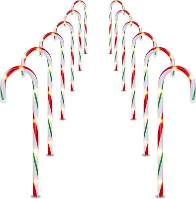 SHATCHI Large Christmas Candy Cane Lights Garden Stake Pathway Outdoor LED Decor 72cm