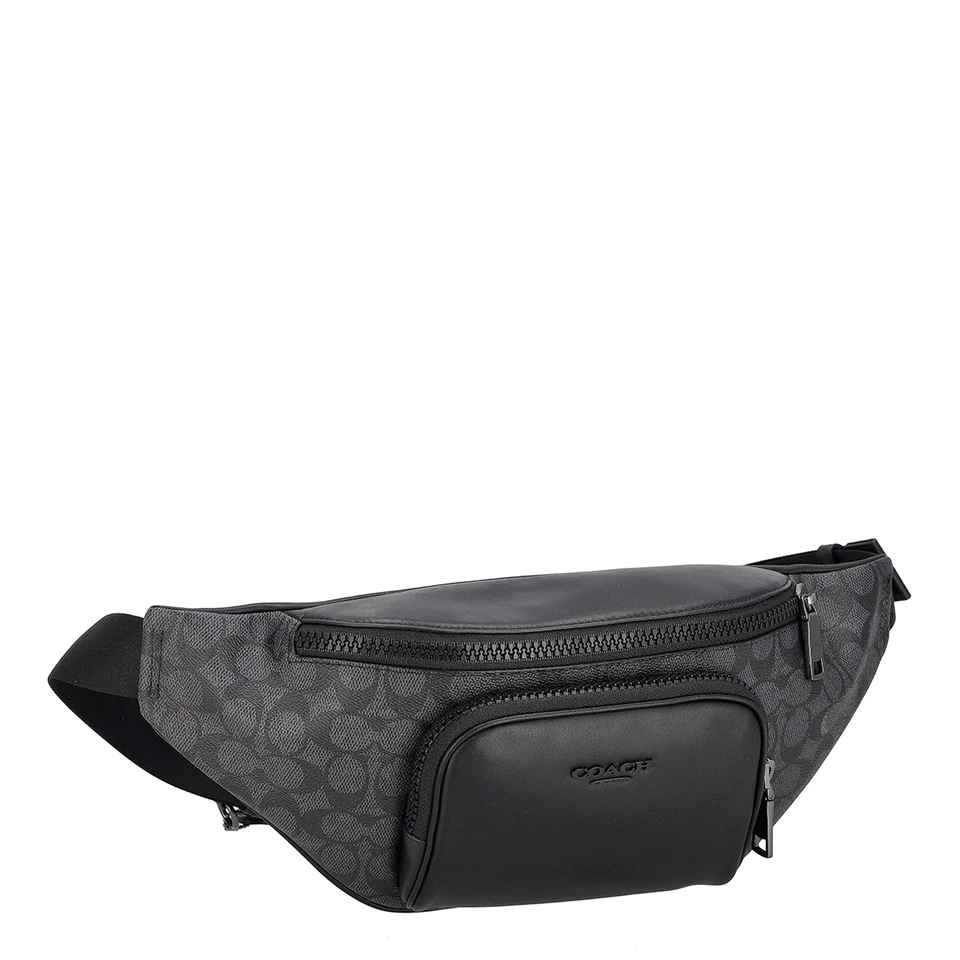 Coach Men's Tan/Black Racer Signature Canvas & Leather Belt Bag CT714