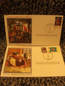 2 U.S. CONSTITUTION BICENTENNIAL COVERS DELAWARE 1987, 1990 - Picture 1 of 7