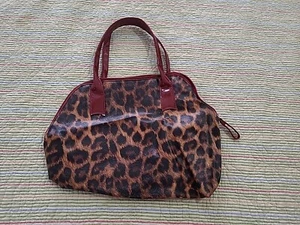Elizabeth Arden Bag Tote Brown Black Leopard Print Handbag Purse Cosmetic Makeup - Picture 1 of 8