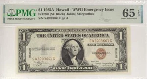 1935-A $1 Silver Certificate; Hawaii World War Two Emergency Issue; PMG-65 - Picture 1 of 2