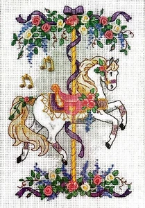 DIMENSIONS Gold Collection Petites MUSICAL CAROUSEL Counted Cross Stitch Kit - Picture 1 of 4