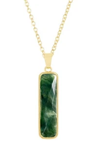 Moss Agate Rectangle Pendant Necklace for Women & Men Gift Daily Jewelry - Picture 1 of 2