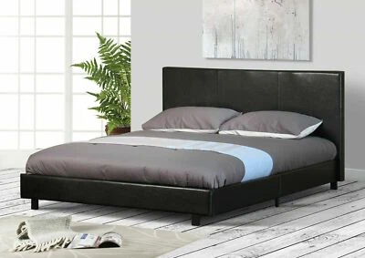CLOUD NINE 3ft Single Faux Leather Bed Frame in Black Prado
